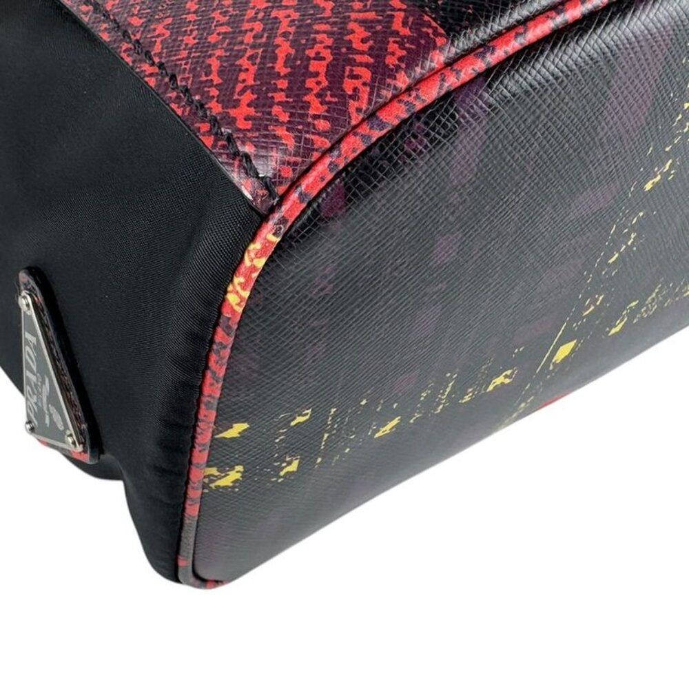 Prada Regal Check Print Black and Red Backpack - Picture 8 of 10